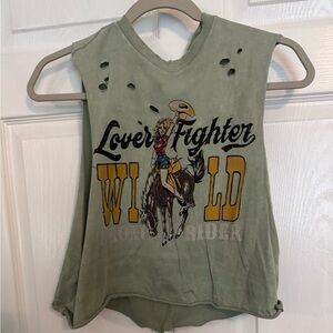 Women's Green Graphic Tank Top